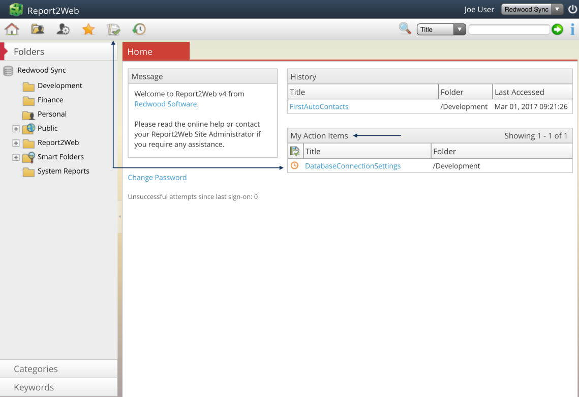 Screenshot showing access to Action Items on an iPad